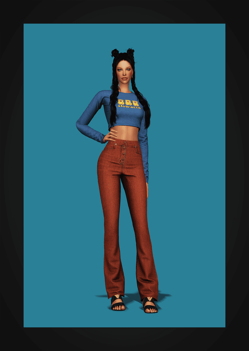 Галерея мода Джинсы Button Fly Bootcut Jeans #2